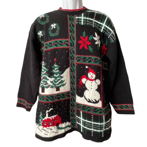 VINTAGE 80s NutCracker Holiday Sparkle Ugly Christmas Tunic Sweater Size Medium - Picture 1 of 7